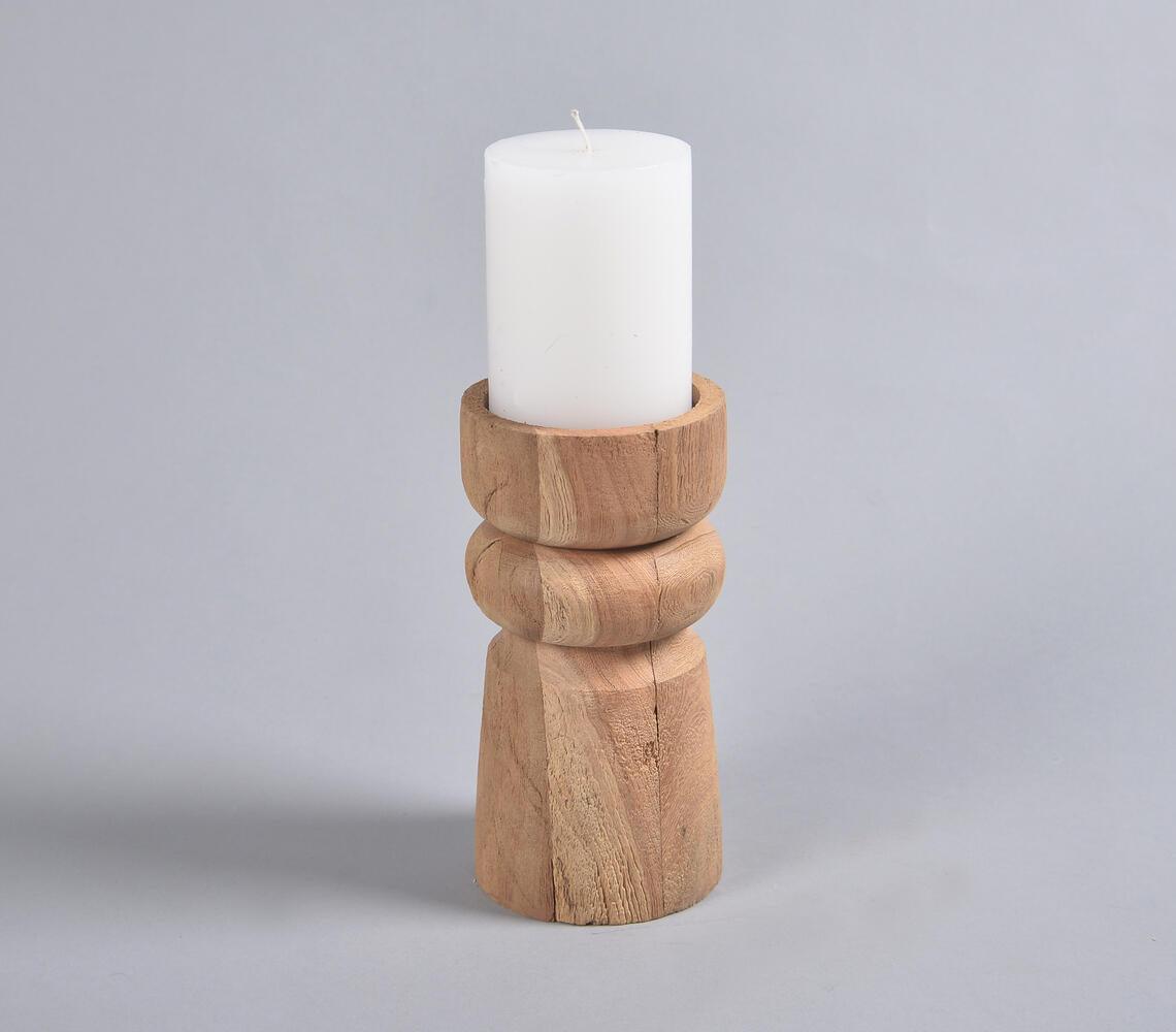 Turned Saal Wood Candle holder - GAAIA