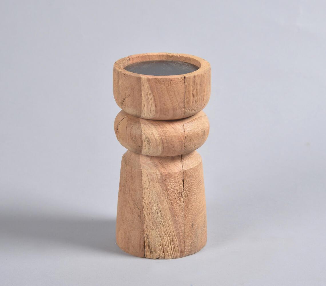 Turned Saal Wood Candle holder - GAAIA