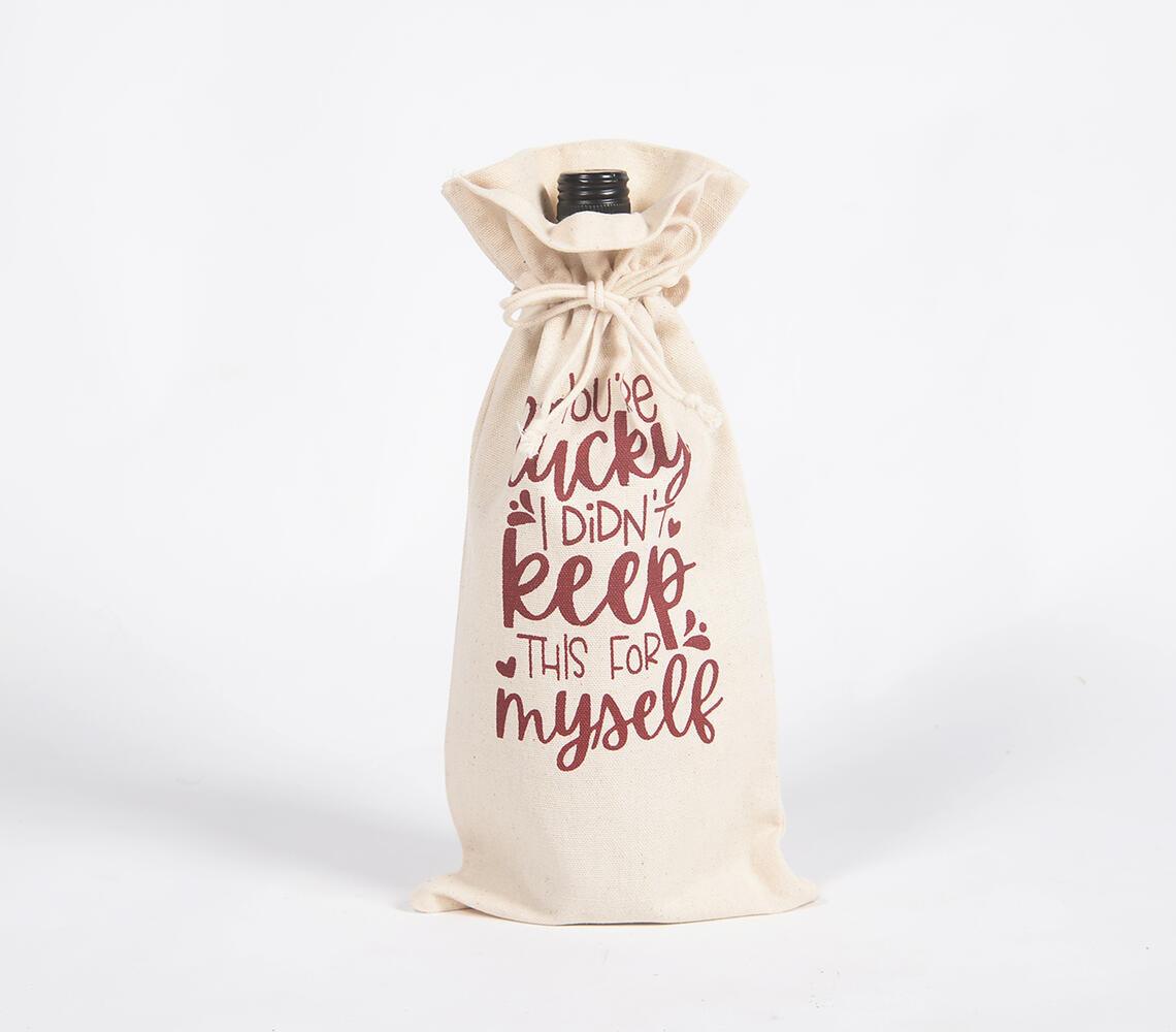 Typographic Drawstring Jute wine bag - GAAIA