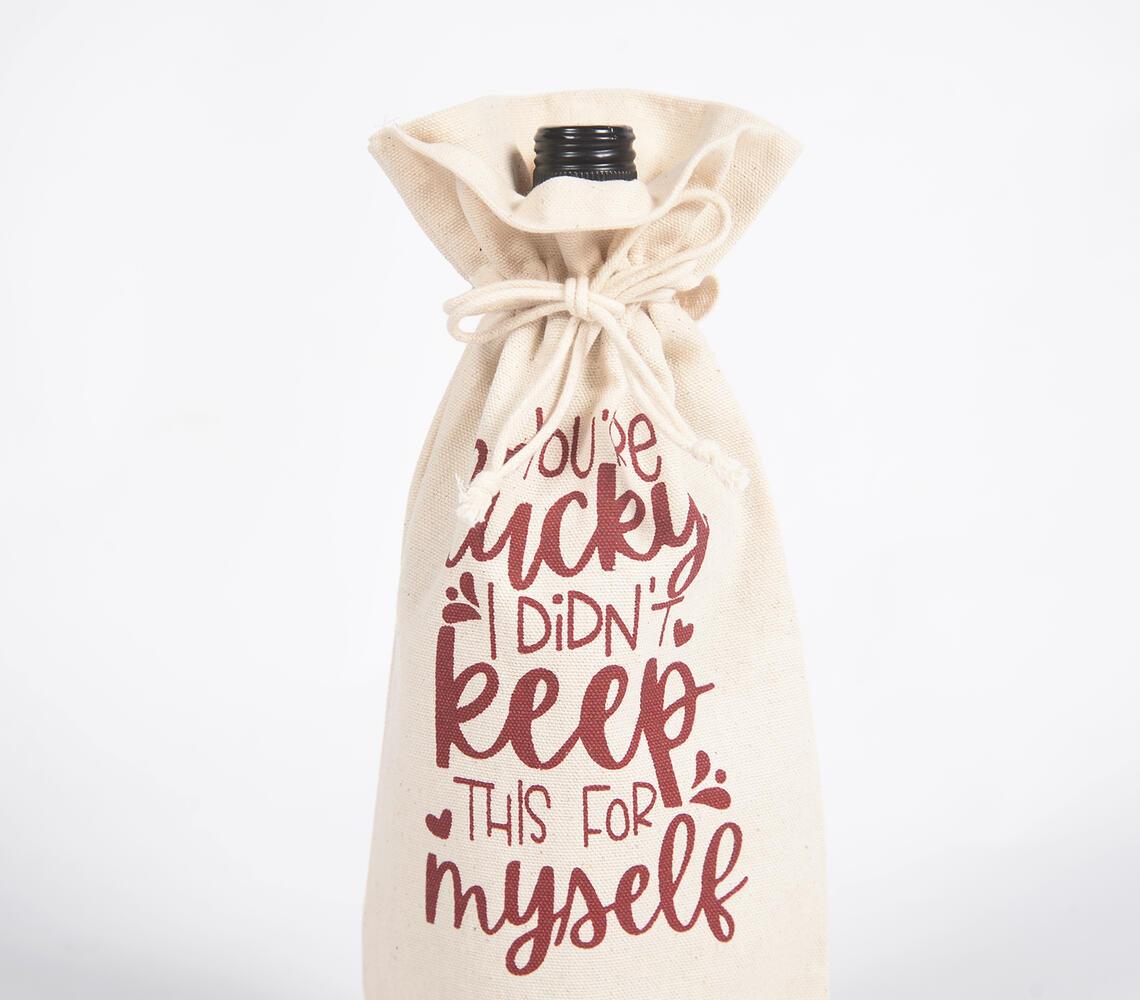 Typographic Drawstring Jute wine bag - GAAIA