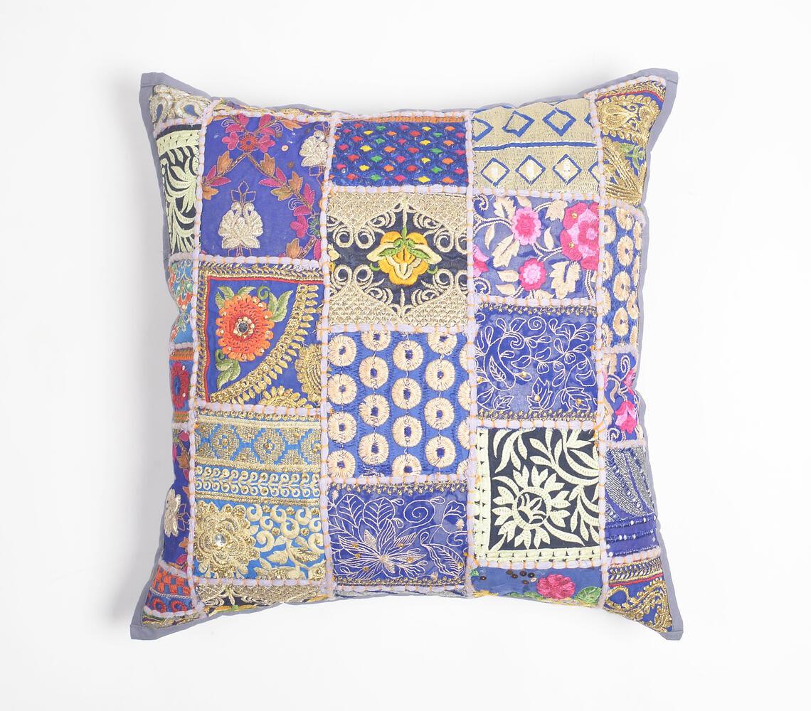 Upcycled Cotton Embroidered Patchwork Cushion Cover - GAAIA