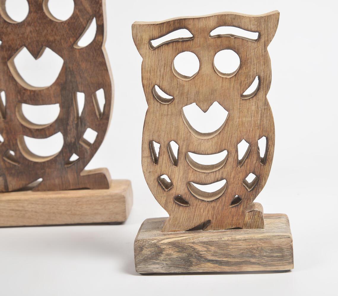 Wooden Owls Tabletop Decoratives (Set of 2) - GAAIA