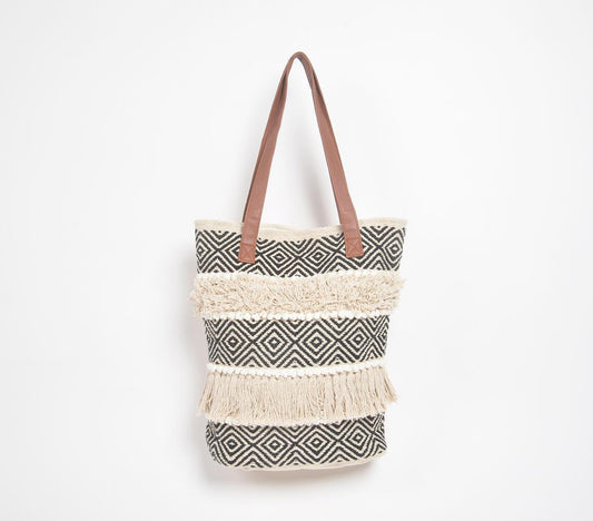 Woven & Tufted Monotone Cotton Tote Bag - GAAIA