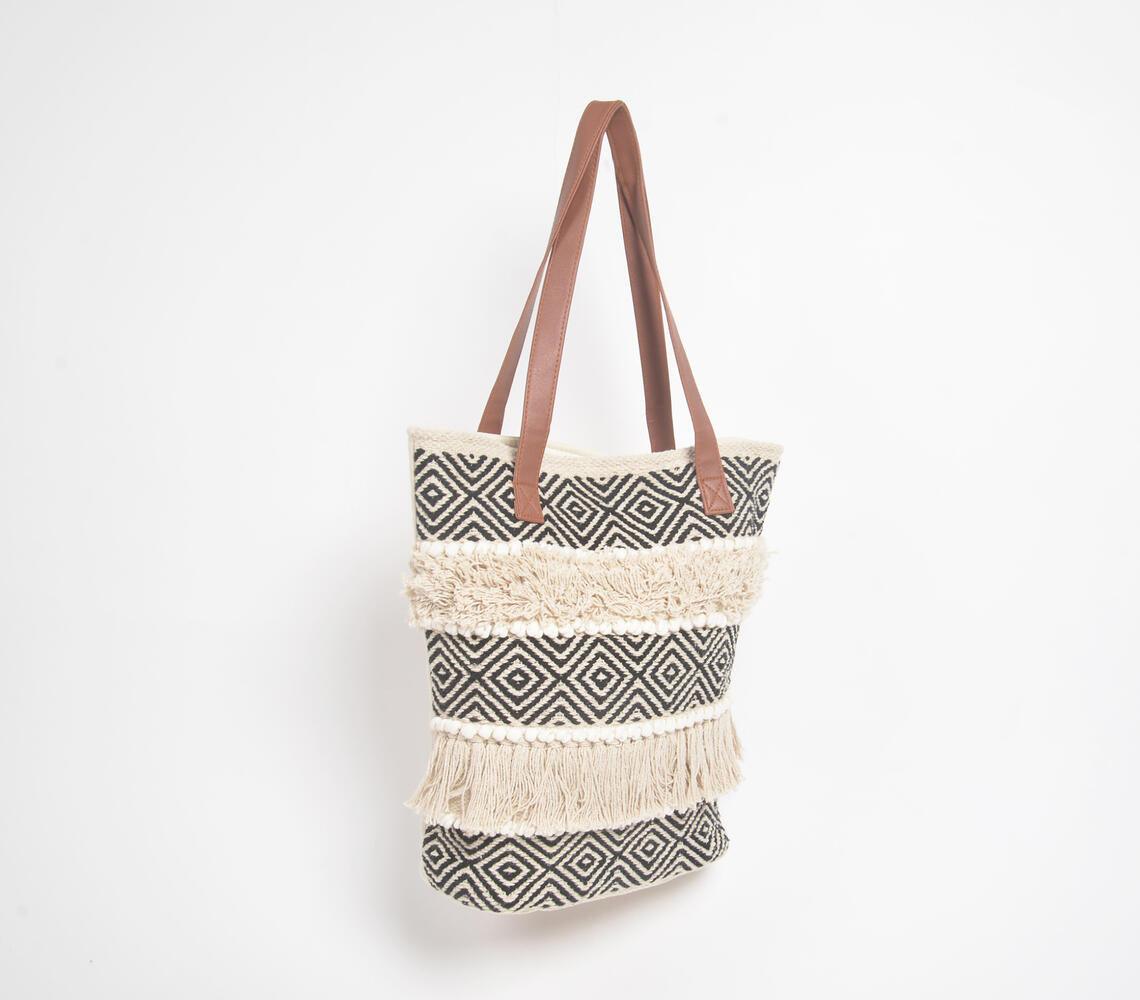 Woven & Tufted Monotone Cotton Tote Bag - GAAIA