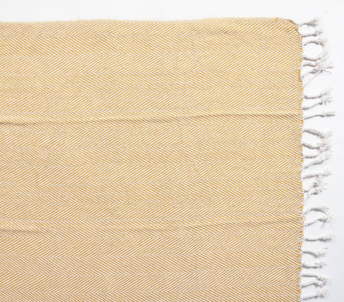 Yarn-Dyed Cotton Honey Chevron Tasseled Throw - GAAIA