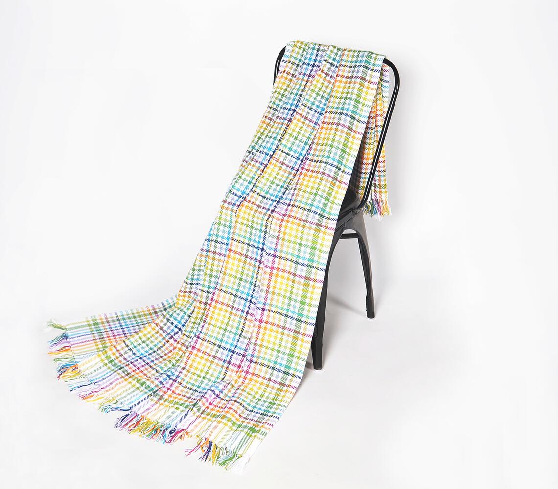 Yarn-Dyed Cotton Rainbow Checkered Throw - GAAIA