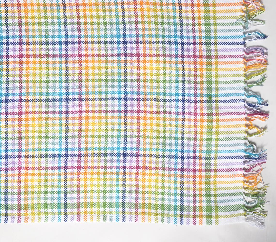 Yarn-Dyed Cotton Rainbow Checkered Throw - GAAIA